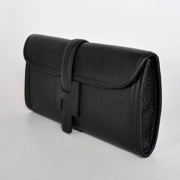 High Quality Hermes Jige Large Clutch Handbag Black 1052 Replica - Click Image to Close